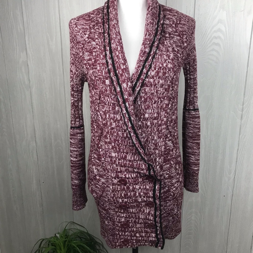 Volcom Maroon Knit Button Front Sweater Jacket - image 2